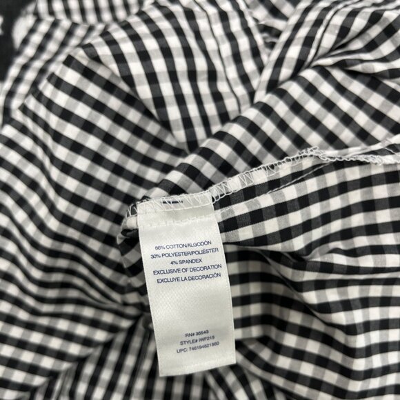 Izod Black & White Gingham Sleeveless Button-Up Top With Ruffle Front Sz SP - Picture 5 of 6